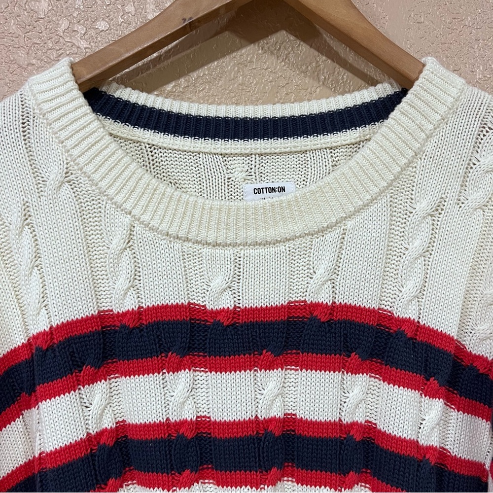 Cotton On crew neck pullover jumper in red stripe - Picture 6 of 7